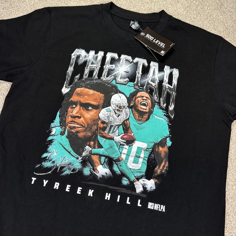500 Level Mens M T-Shirt Black Tyreek Hill Cheetah NFLPA Heavyweight Graphic Tee